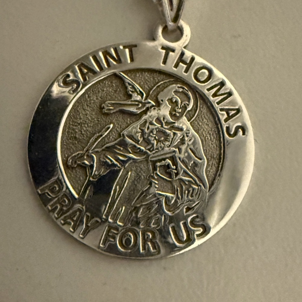 Saint Thomas Silver-Tone Men's Pendant Necklace